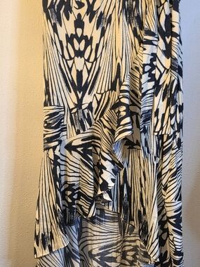 Anthropologie Black and White Ruffled High-Low Skirt